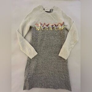 White, Silver & Gold Sparkle Sweater Dress